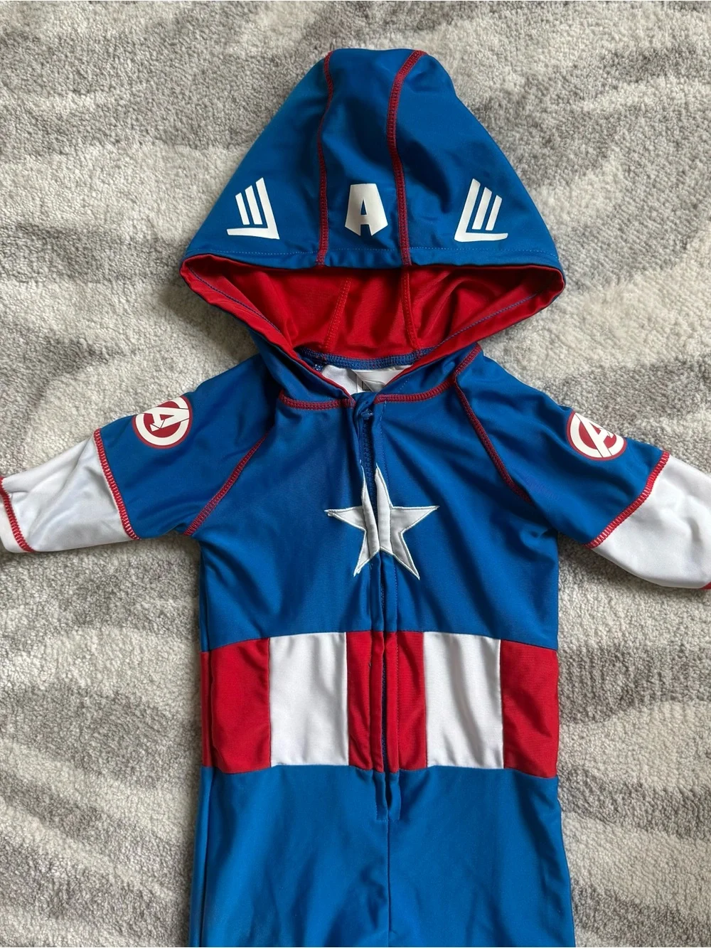 Disney Marvel Swimsuit Kids Toddler 4 Captain America Hooded One Piece Rash Guar